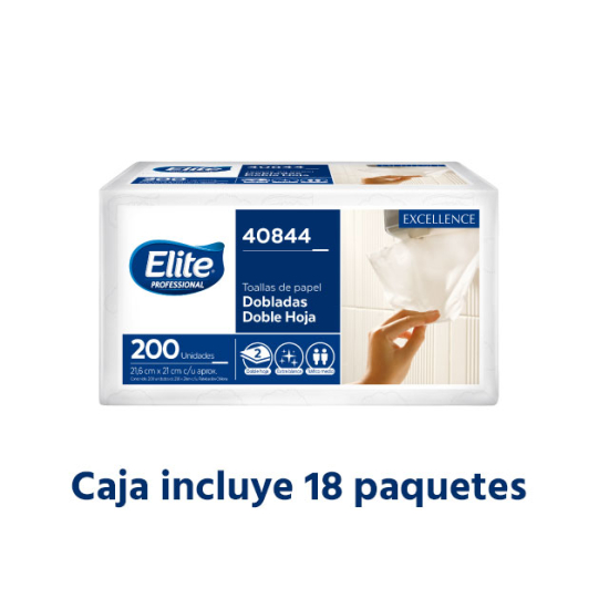 Toallas interfoleadas excellence doble hoja, Caja x 18 paquetes, Elite