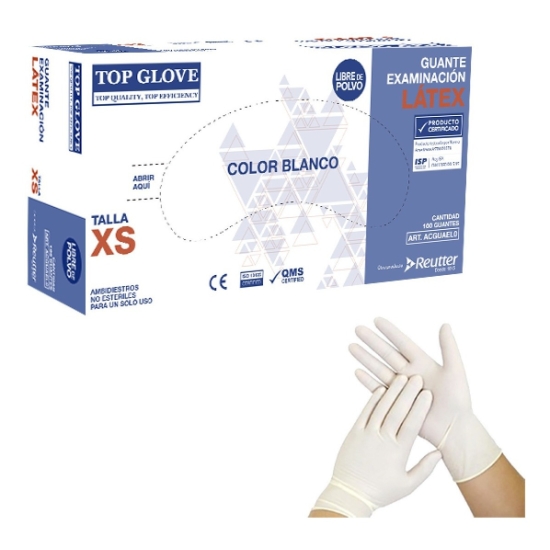 Caja guantes latex sin polvo LARGE x 100 Uds, Top Glove