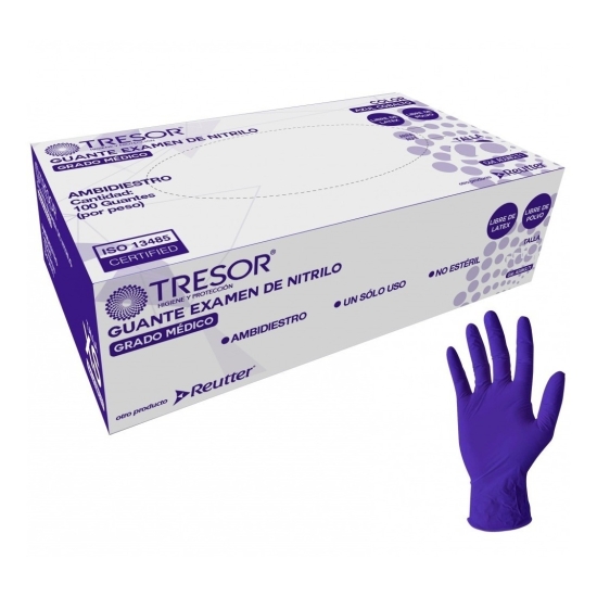 Caja guantes Nitrilo Azul Cobalto s/polvo x 100 Uds, TRESOR
