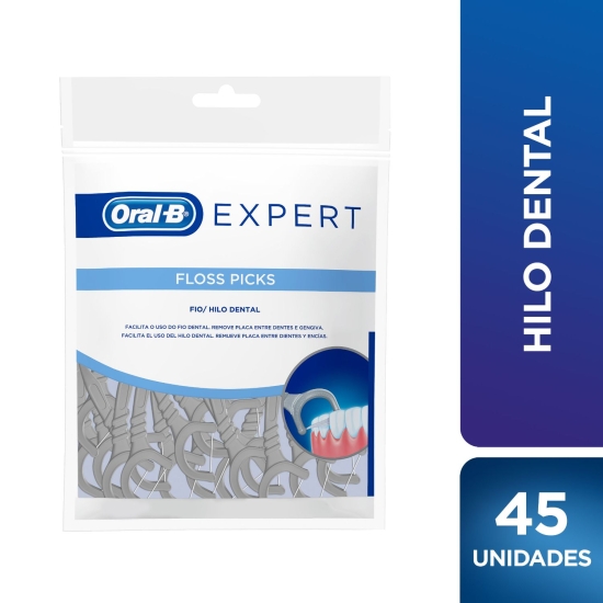 Hilo Dental Oral-B Expert Floss Picks Sabor Menta, 45 Unidades