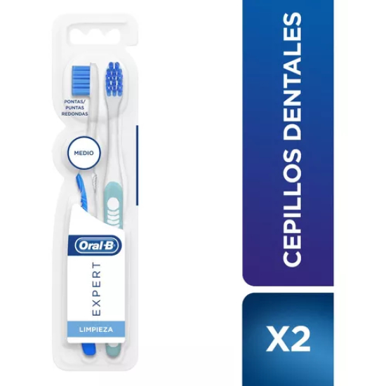 Cepillo de Dientes Oral-B Expert Limpieza Medio, 2 Unidades