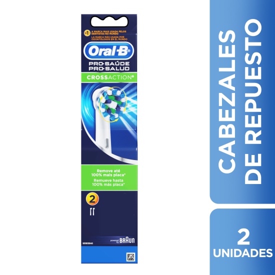 Repuesto Cepillo Eléctrico Adulto Crossaction x 2 uds EB20, ORAL B.