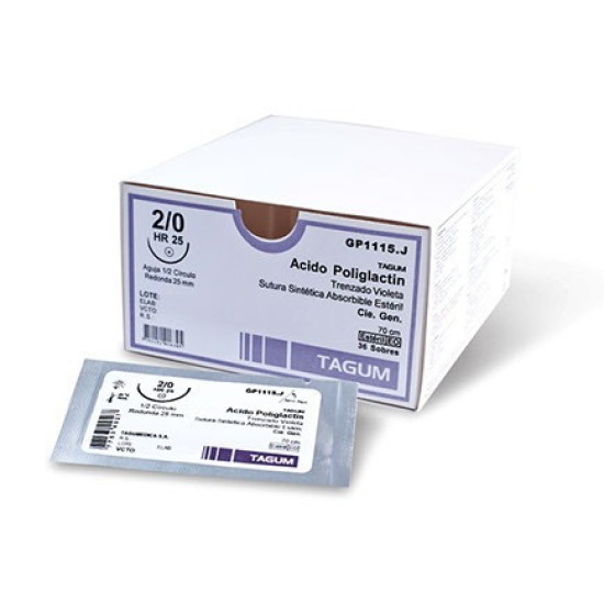 Sutura Acido Poliglicolico- 70 cms x 36 uds, TAGUM.