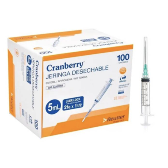 Jeringas Desechables 5cc Caja 100 Uds, Cranberry.