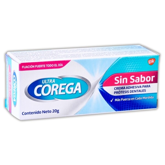 Corega Ultra Adhesivo, Crema 20 Grs sin sabor.