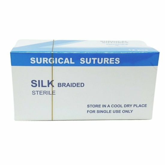 DC Sutura Silk Braided 1/2 Círculo 2mts, Caja x 12 Uds.