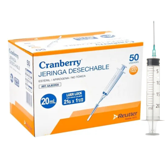 Jeringas Desechables 20cc Caja de 50uds, Cranberry.