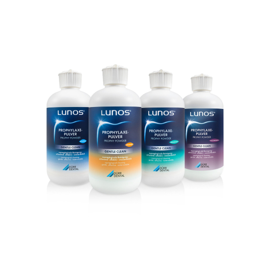 Lunos polvo para profilaxis Gentle Clean pack 4 botellas 180 grs, Durr Dental