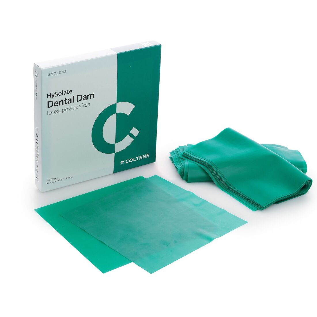 Goma Dique Verde, cort 5x5, por 52 Láminas, Hygenic
