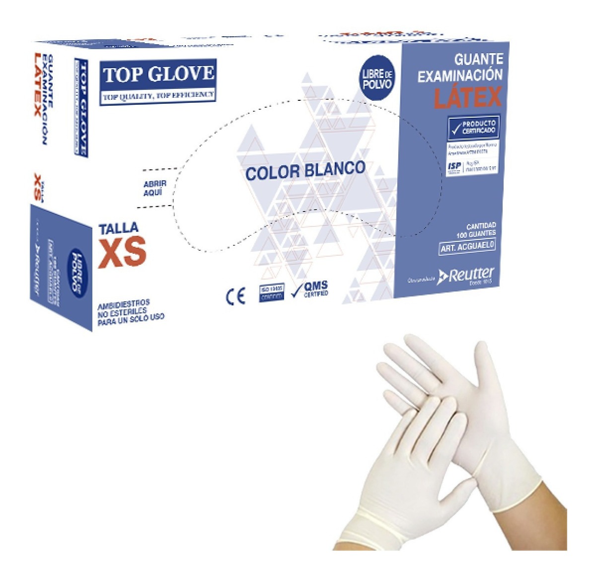 Caja guantes latex sin polvo x 100 Uds, Top Glove – MayorDent