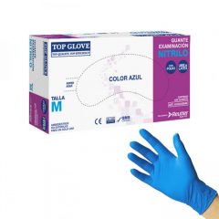 Caja guantes Nitrilo azul con polvo, caja x 100 unidades, Top Glove