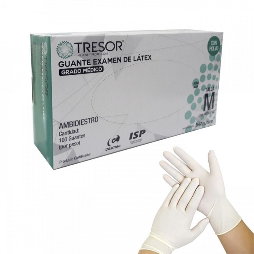 Caja de guantes latex con polvo, Tresor – MayorDent , en el Mercado Odontológico – Insumos, Materiales y Equipamiento dental