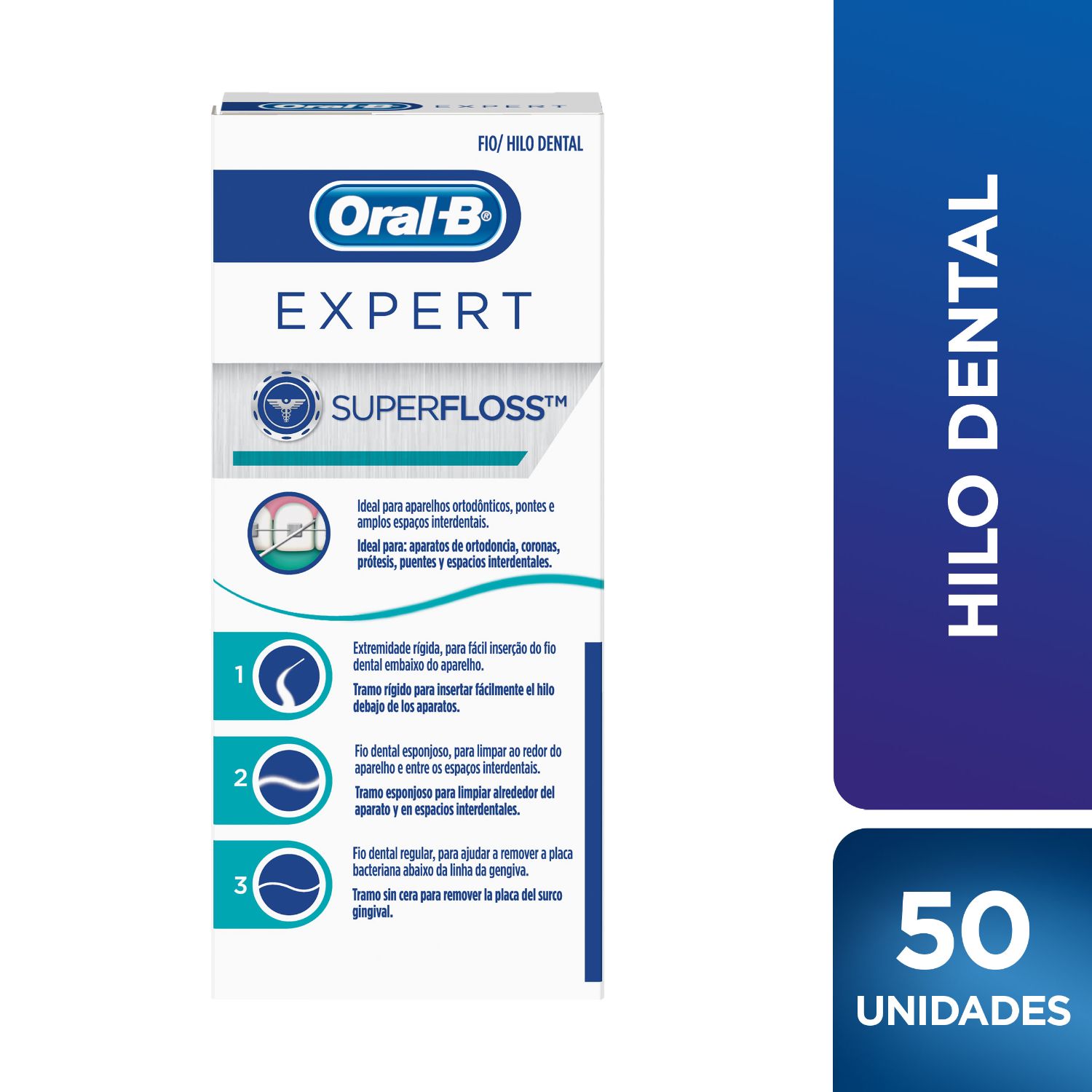 Hilo dental Superfloss para aparatos dentales