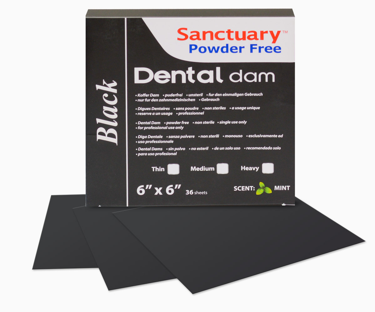 GOMA DIQUE DENTAL DAM 6X6 NEGRA 36 LÁMINAS, SANCTUARY MayorDent