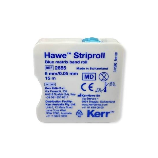 Matrices Striproll Cinta Poliéster C/ Dispensador Azul,  Kerr