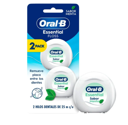 Hilo Dental Essential Floss 25 Mts c/ cera x 2uds. ORAL B