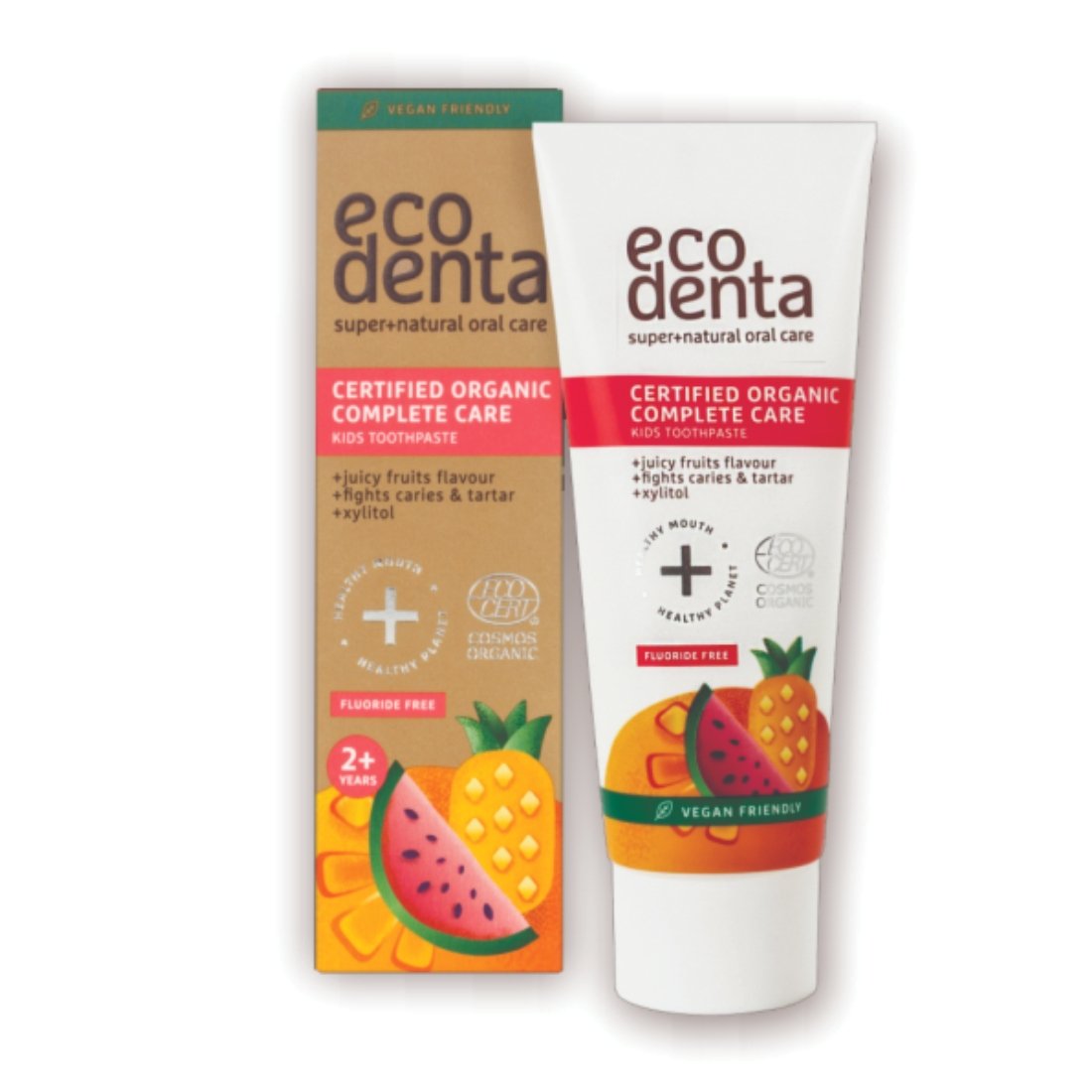 Pasta dental orgánica infantil (+2 años) sabor jugo de frutas, tubo de 75ml - EcoDenta