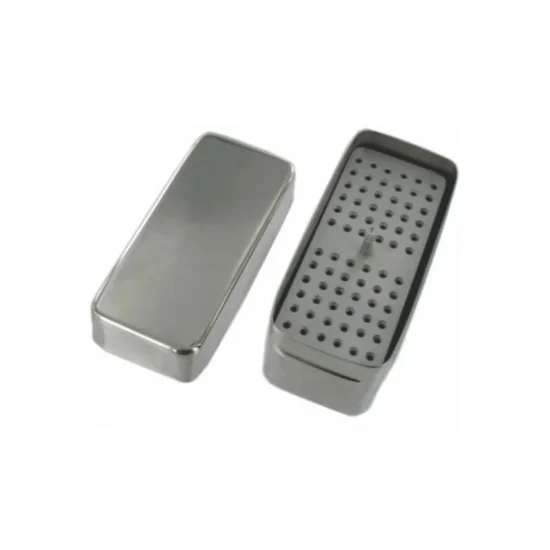 Caja Acero Inox Endodoncia Chica 10x5x5 c/ 72 Orificios, DENPHER