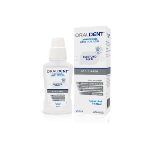 Oraldent 0.05% Enjuague Bucal S/Fluor 250 ml, Maver