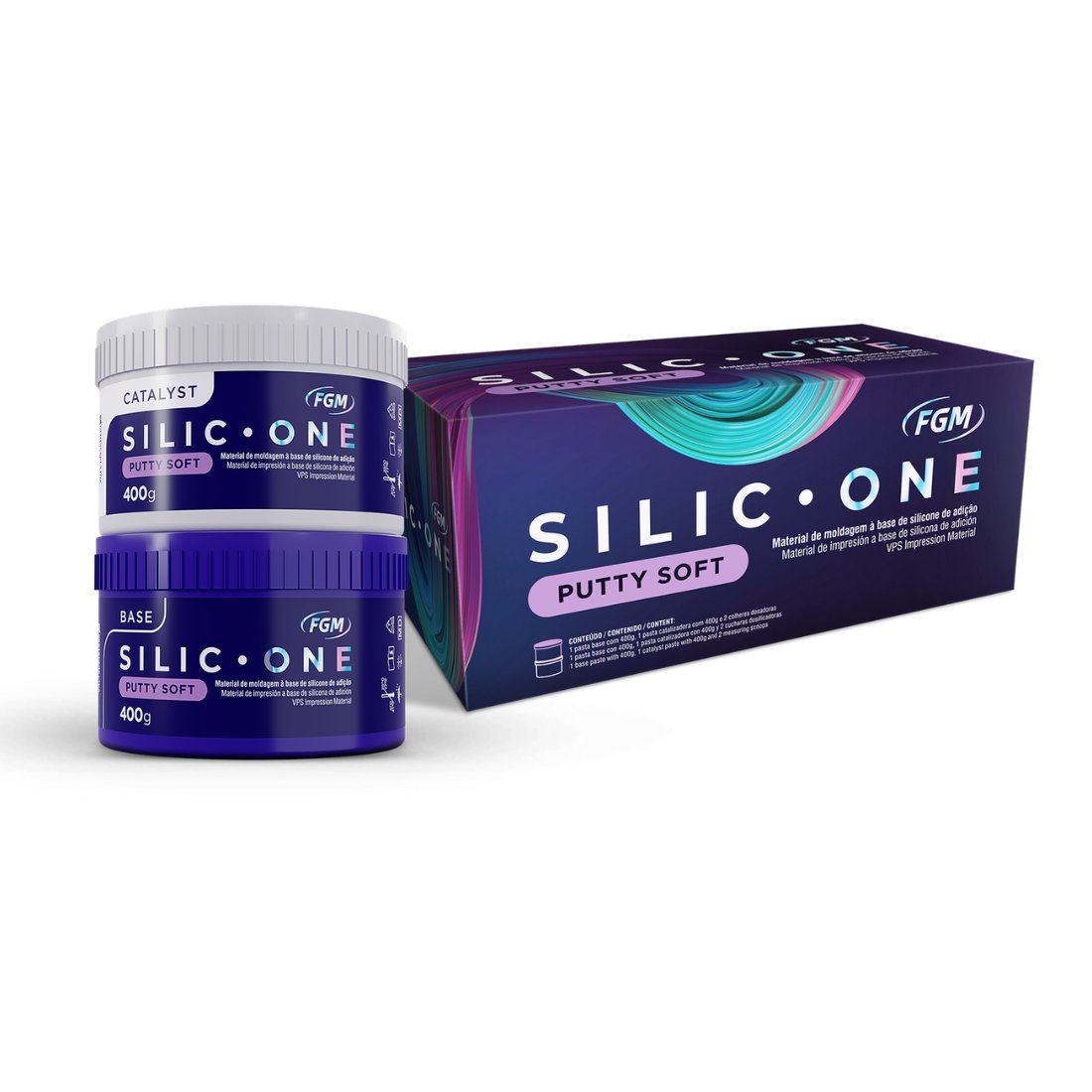 Silicona Pesada, Silic One Putty Soft base+catalizador 400grs c/u - FGM