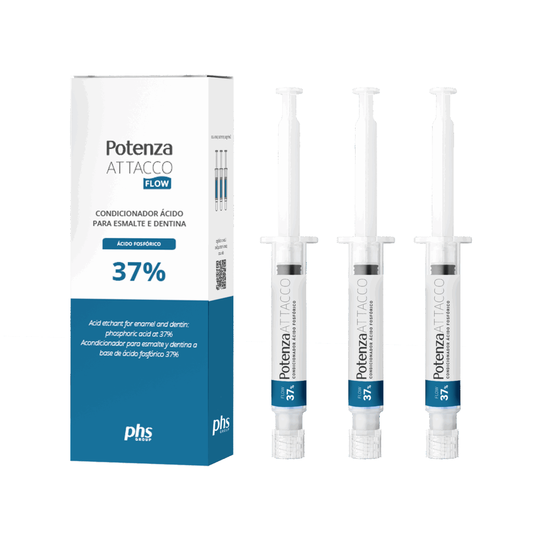 Acido fosfórico PHS 37% flow x 3 Jeringas, 3 grs c/u, Potenza