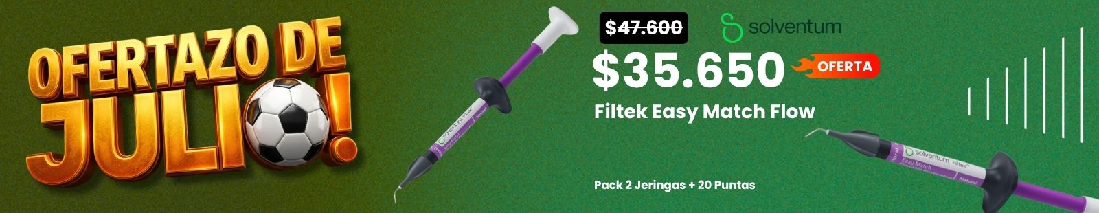 Banner Filtek Easy Match Flow, Pack 2 Jeringas + 20 Puntas, Solventum