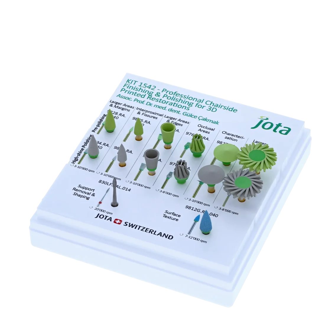 Fresario Profesional de Acabado y Pulido para Restauraciones Impresas en 3D kit 1542, Jota
