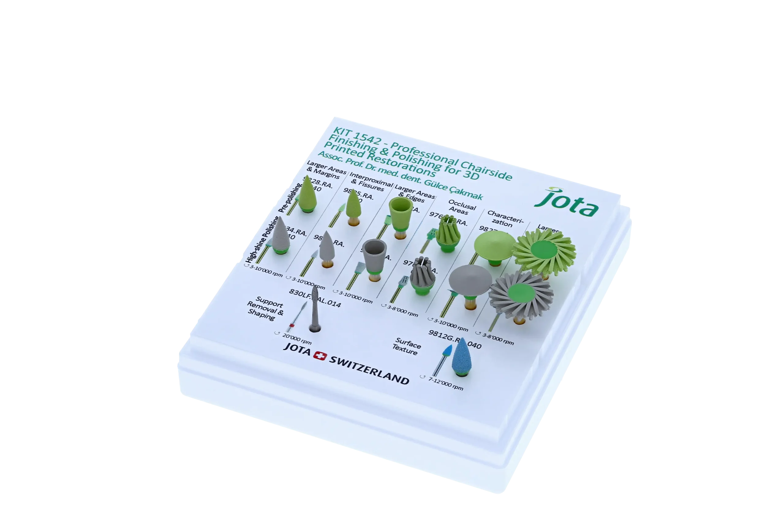Fresario Profesional de Acabado y Pulido para Restauraciones Impresas en 3D kit 1542, Jota