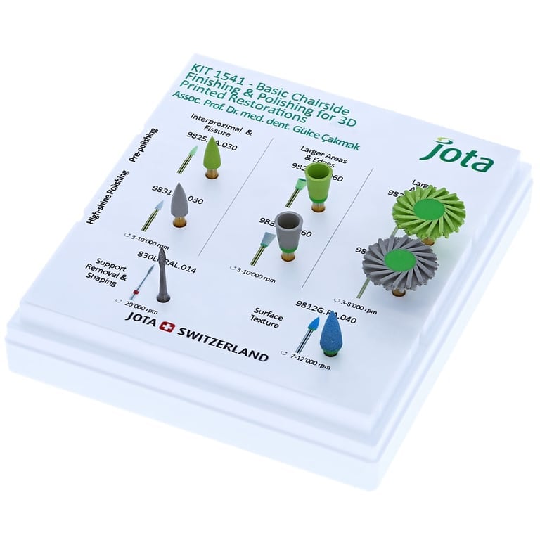 Fresario Basico de Acabado y Pulido para Restauraciones Impresas en 3D kit 1541, Jota
